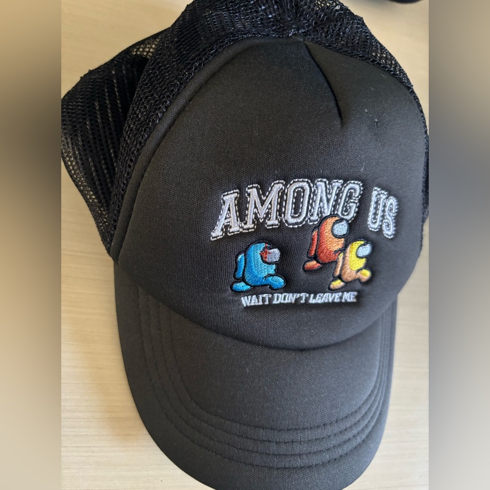 Among Us Black Embroidered Trucker Hat